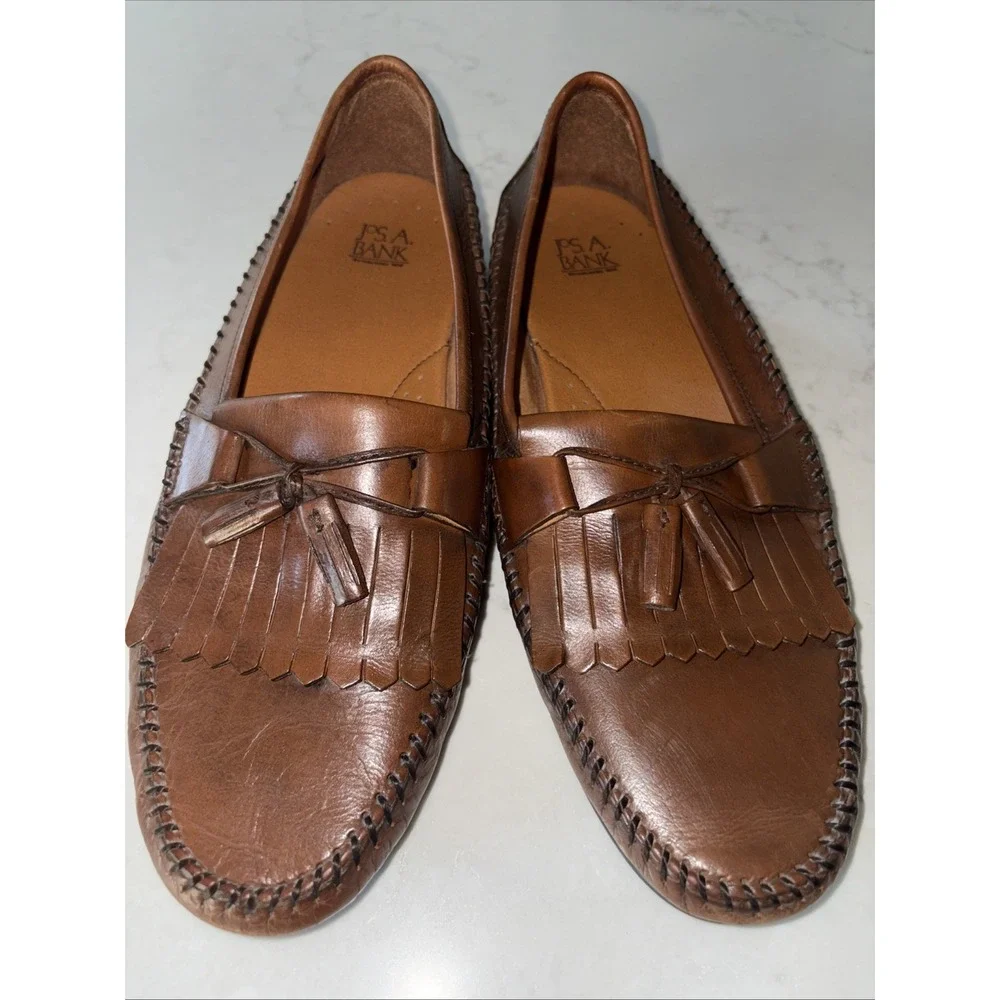 Jos. A. Bank Mens Leather‎ Loafers Size 10M Tassel Brown Handcrafted 10 M Penny